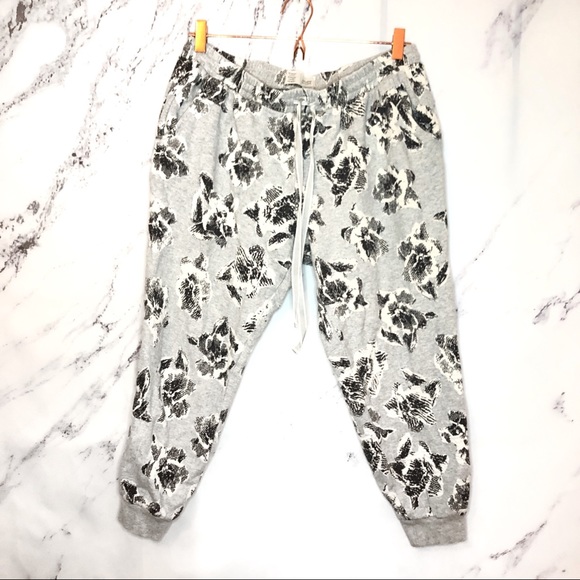 Anthropologie Pants - Saturday Sunday Anthro gray floral cotton joggers